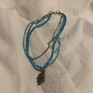 Hamsa Hand & Beaded Anklet